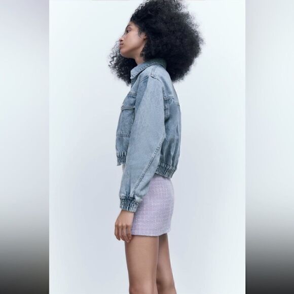 Zara Tweed Gingham Mini Skirt - Picture 2 of 11